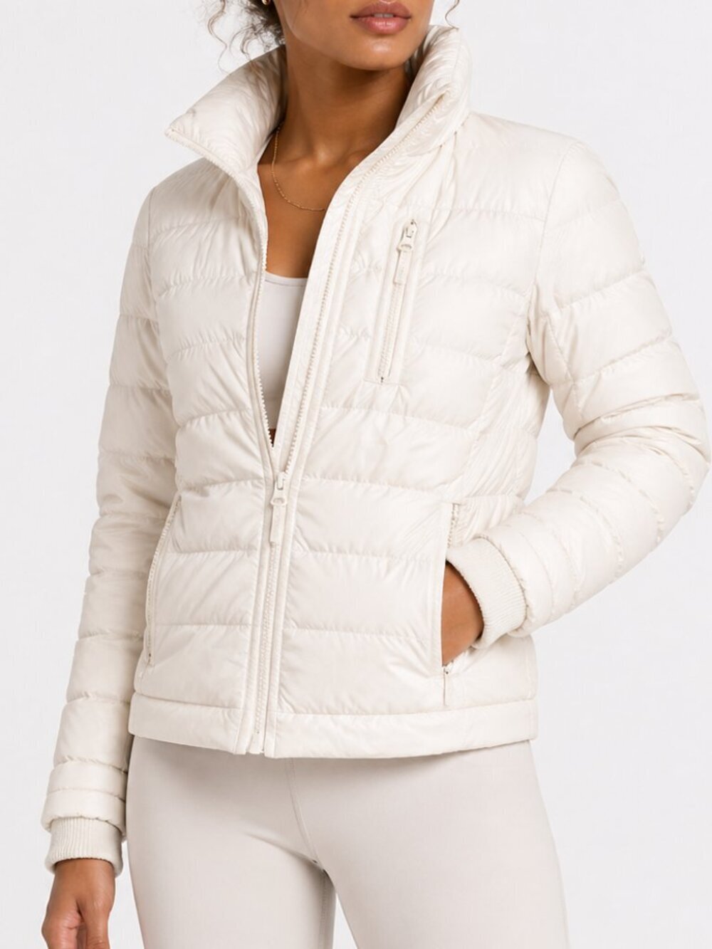 J CREW Down Puffer Jacket Lightweight Ivory Cream XS